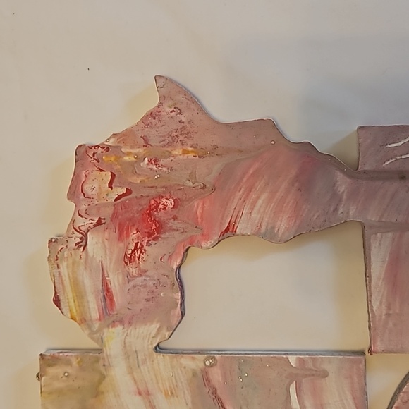 Hand Crafted HOPE Fluid Art on plywood 9" x 11" Upcycled wooden pink purple sign - Picture 11 of 17